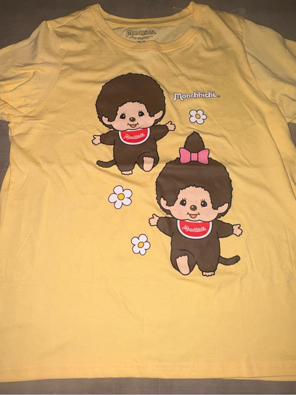 Monchhichi Yellow Short Sleeve Tee with Character Print